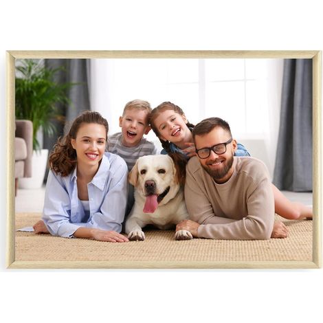 Fotorahmen Set 7'' DIN Plexi-Glas Portraitrahmen Eiche Holz 13x18cm (1/5)