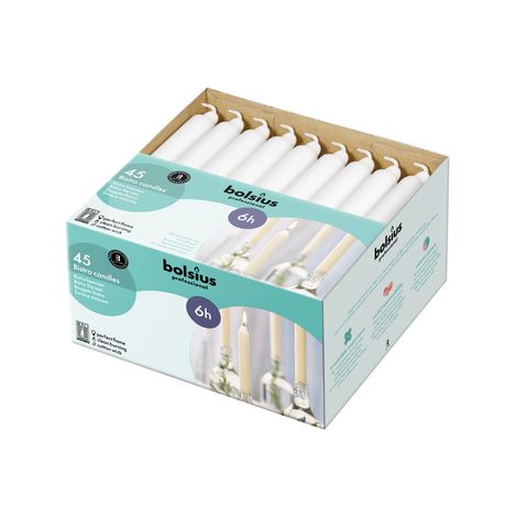 Bougie Blanche Bistro 177 mm - Lot de 45 - Bolsius (1/2)