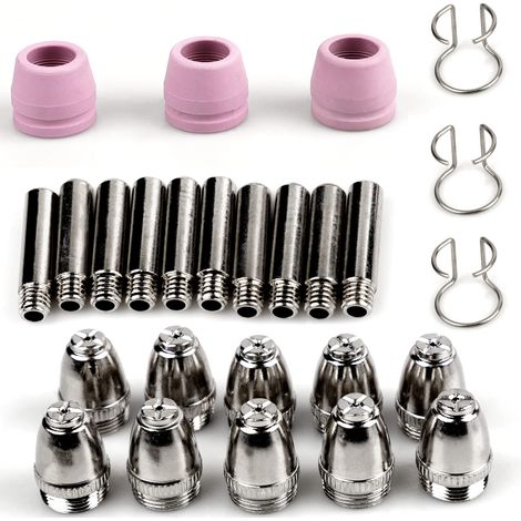 Lot de 26 consommables pour machine de découpe plasma, accessoires pour machine de découpe plasma, têtes d'électrodes et buses (1/5)