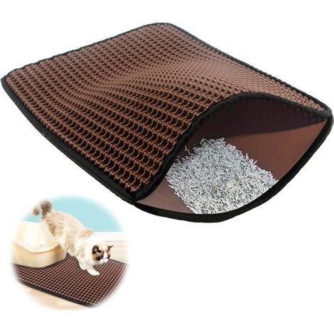 Doppellagige Katzenstreumatte in Wabenform, umweltfreundliches EVA-Material, wasserdicht und rutschfest, 40 x 50 cm (1/4)
