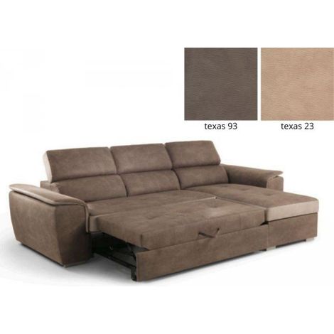 Divano letto Symposio con penisola marrone beige