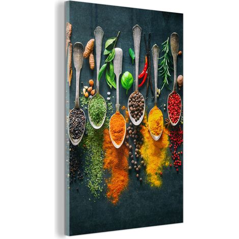 TABLEAU EN PLEXIGLAS Herbes - Épices - Cuillères Tableau Moderne 60x90 (1/5)