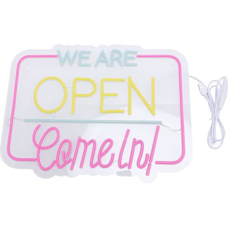 Enseigne Néon Murale Alimentation USB "We Are Open Come In" Déco Lumineuse LED pour Chambre Esthétique et Bars (1/5)