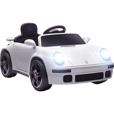 Voiture électrique enfants, véhicule électrique 12 V, télécommande 2,4G, phares, musique, klaxon, 103 x 55 x 44 cm, blanc