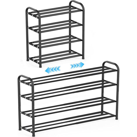 Étagère à chaussures 4 niveaux Extensible 43-78cm rangement chaussure Métal (1/5)