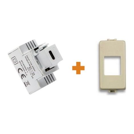 Fanton caricatore 1 USB-C 3A Ricarica rapida 18W da incasso Bticino Magic TT - 82901