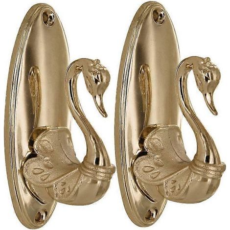 Paire d'embrasses de rideaux vintage style cygne avec crochets (dorés) (1/2)