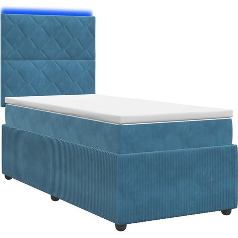 Maison Exclusive - Letto Box Spring LED con Materasso Blu 90 x 200 cm Velluto (1/5)