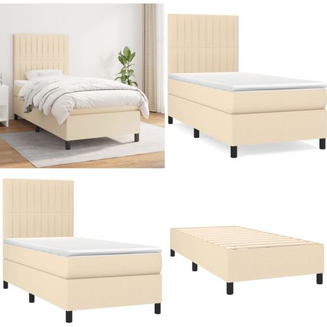 Boxspringbett mit Matratze Creme 100x200 cm Stoff - Boxspringbett - Cremefarbenes Bett - Doppelbett - Bettrahmen - Matratze - Home & Living (1/5)