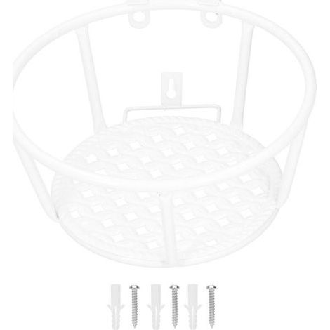 Support de Pot de Fleurs Suspendu en Fer Forgé pour Balcon Jardin Terrasse Déco Extérieur Blanc (1/5)