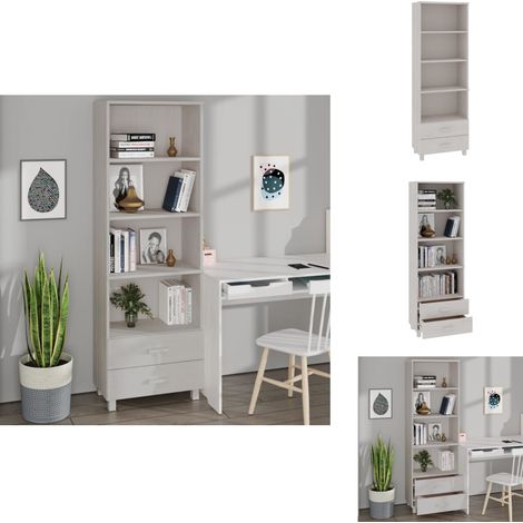 Buffet HAMAR Blanc 60x35x180 cm Bois de pin massif - Buffet - Meuble De Rangement - Armoire - Commode - Bois Massif (1/5)
