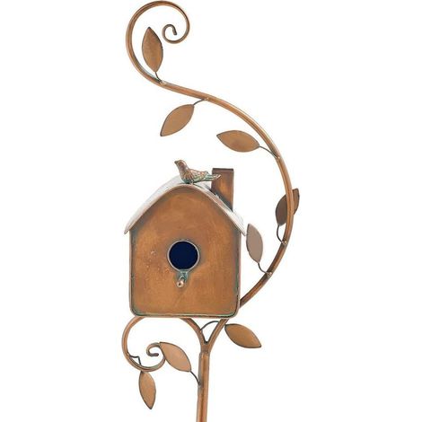 Dekoratives Vogelhaus aus Metall mit Regenschutz für Garten und Terrasse – Traditionelles Gelb – 18 x 8 x 6 cm (1/5)