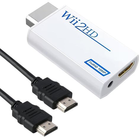 Wii-zu-HDMI-Adapter 1080p/720p Full HD, Wii-HDMI-Konverter mit 3,5-mm-Audioausgang und 1,5-m-Kabel, für moderne Fernseher, Monitore und Projektoren, Plug & Play, Weiß (1/5)