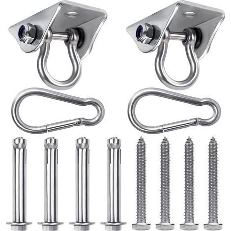Crochet Plafond Suspension Robuste (Lot de 2),Crochet de Plafond Rotatif en Acier Inoxydable avec Vis (Béton/Bois),Chade 400 kg pour Chaise, Hamac, Balançoires et Sac de Frappe (1/4)