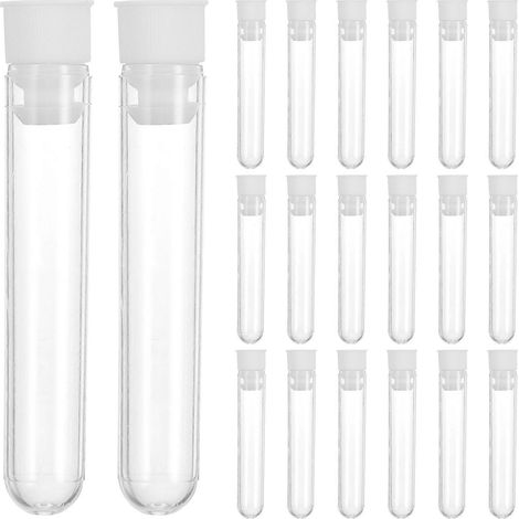 500 tubes à essai transparents en plastique avec bouchon pour expériences scientifiques et rangement de bonbons (couleur aléatoire)-6X1.2cm