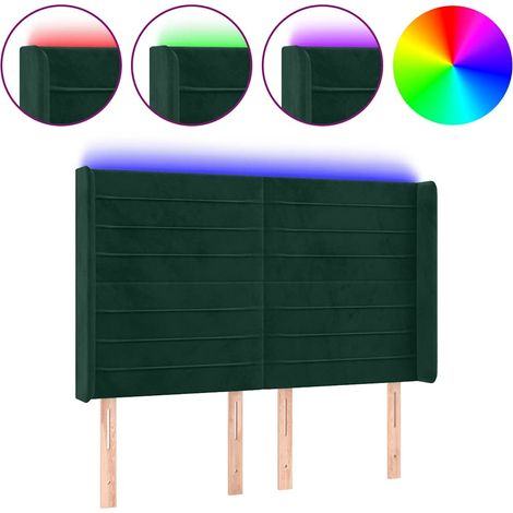 Testiera  Testata del letto a LED Verde Scuro 147x16x118/128 cm in Velluto (1/5)