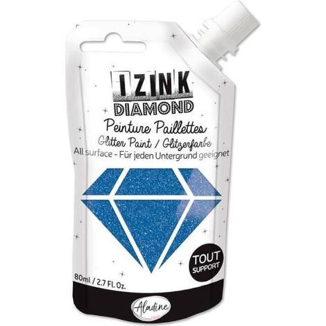 Peinture à paillettes - IZINK - Diamond - Bleu - 80ml - Résistante à l'eau (1/2)