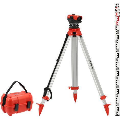 Optisches Nivelliergerät 32-Fach, Bereich 110m, IP66 inkl. Stativ + Messlatte