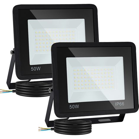 SWANEW 2xProiettore a LED da 50W - Illuminazione esterna a LED IP66 - Proiettore a LED - Luce calda per Garage. Giardino. Terrazza