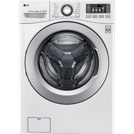 LG – Lave-linge hublot 15 kg – Classe énergétique E – Vitesse d'essorage 1100 tr/min – Niveau sonore 59 dB – Chargement frontal