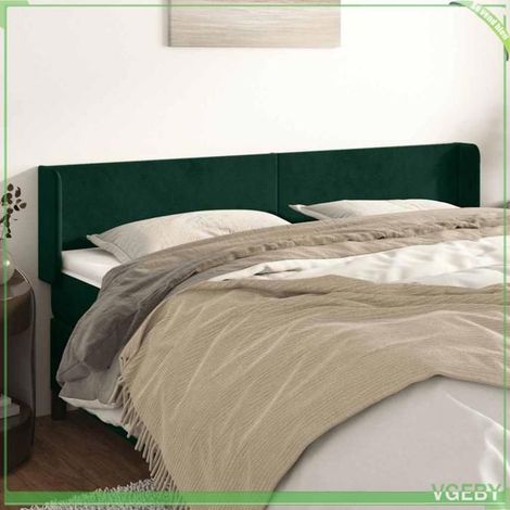 Tête de lit - 3118551 - Velours vert foncé - Oreilles réglables - 183 x 16 x 78/88 cm (1/5)