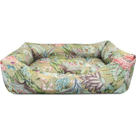 Niche pour Chiens. Lit pour Chien en Polycoton avec Motif Floral dans des Tons Pastel, Doux et Confortable XS - 50 x 35 x 14 cm