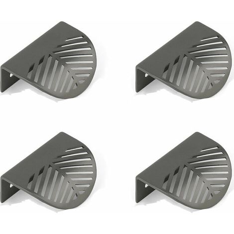 Set mit 4 schwarzen Messing-Blattgriffen für Schränke, Küchenmöbel, Einzelschubladen, inklusive Lochung, Legierung