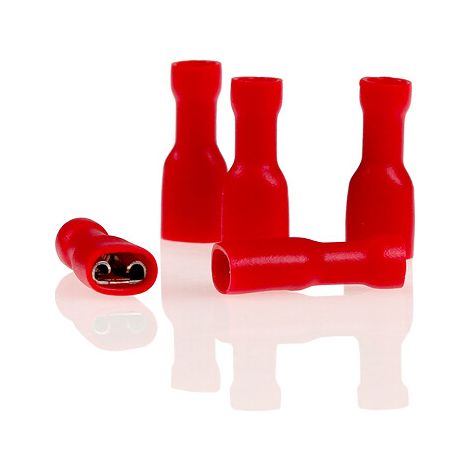 alca® Flachsteckhülsen vollisoliert rot 5,6mm 10St. 0,5-1,5mm² AWG 22-16 vollisoliert männlich Flachstecker Quetschkabelschuhe Steckverbinder