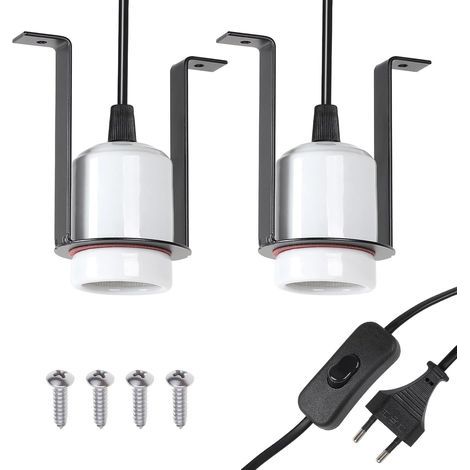 E27-Fassungen, hitzebeständige Keramik, 1,5 m Kabel, Schalter, Befestigungsschrauben, Reptilien-Terrarium (1/5)