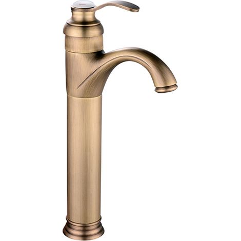 Edouard Rousseau – Mitigeur lavabo haut BYRON – Poignée métal – Finition vieux bronze – Cartouche céramique Ø 40 mm – Bec fixe – Hauteur 328 mm