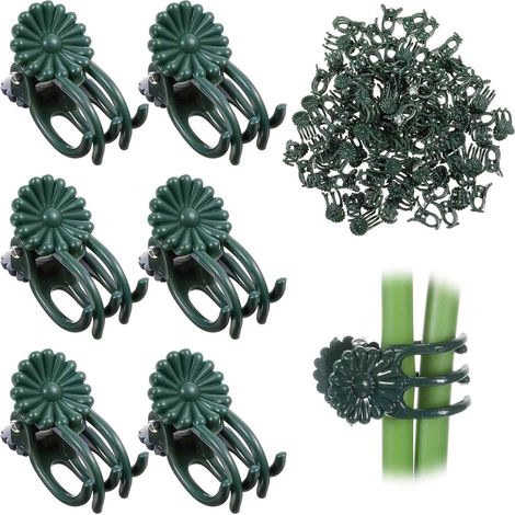 Plant Clips - Orchid Support Clips - For Stems And Vines - 100 Pieces - Green - 1.3 X 2.1 Cm (1/5)