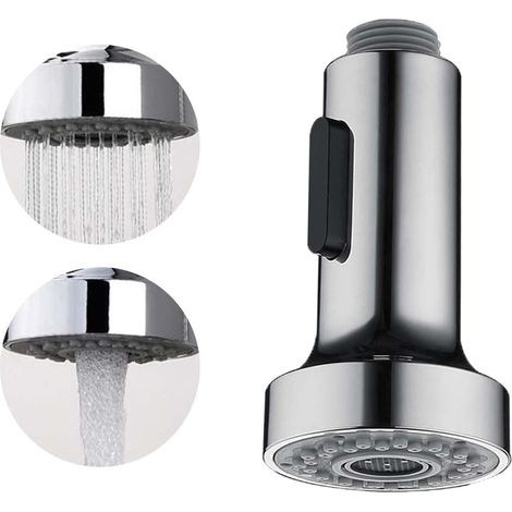 Küchenspülen-Brausekopf, Küchenarmatur-Düse mit 2 Modi, Küchenarmatur-Verlängerung, Küchenarmatur-Luftsprudler mit Brausekopf, ausziehbarer Küchenbrause-Ersatzduschkopf (A-Silber)