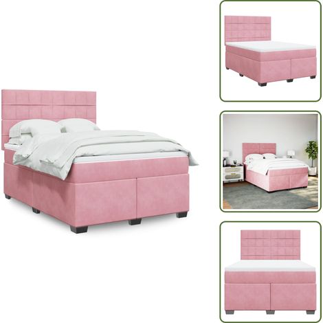 Colchón rosa - vidaXL Cama box spring con colchón terciopelo rosa 160x200 cm - Cama de muelles