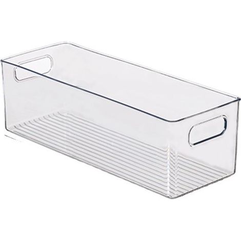 Cabinet/Kitchen Boîte de Rangement, Moyen Bac pour Réfrigérateur en Plastique, Longue Boîte, Transparent (1/5)