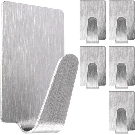 Ganci appendiabiti autoadesivi in acciaio, 1,8x2,5 cm, 6 pezzi. (1/5)