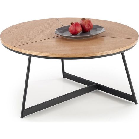 Mesa de centro Houston 1291 , 41x0x0cm, Diámetro: 80, MDF, Chapa de madera natural, Redonda