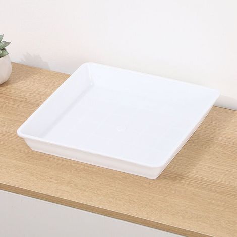Bac à plantes en plastique blanc 1515 cm bac à égouttement carré bac à fleurs adapté à l'intérieur et à l'extérieur, 2 pièces (1/4)