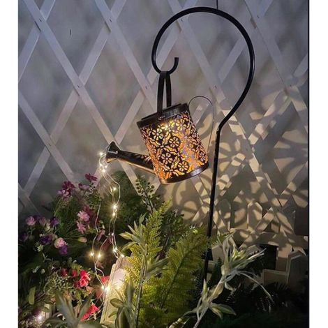 Laternen-Gießkanne mit LED-Beleuchtung – Gartenbeleuchtung Bronze