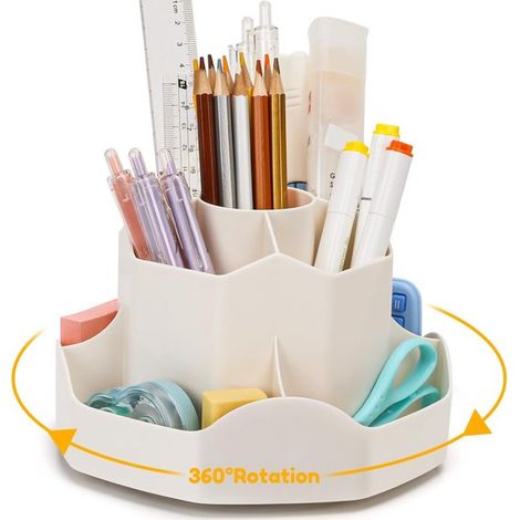 Von Shayne Drehbarer Stiftehalter Schreibtisch Organizer Platzsparend Grau Multifunktionale Aufbewahrung für Kinder (1/5)