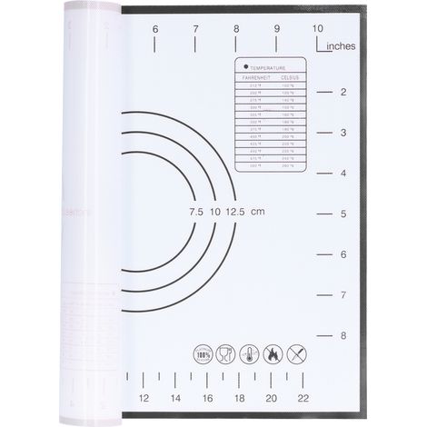 Tapis de cuisson en silicone antidérapant et résistant à la chaleur, avec graduation, pour la cuisine (29 x 26 cm, noir). (1/5)