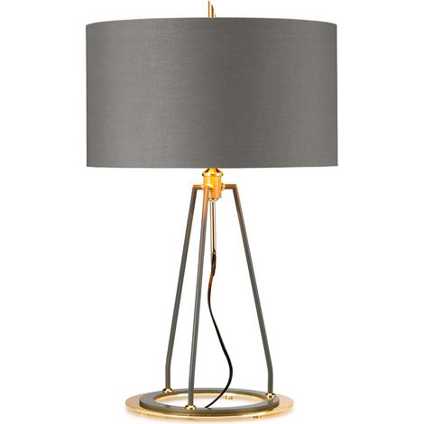 Tischlampe Schreibtischlampe Beistelllampe Nachttischleuchte H 73,7 cm Gold Grau (1/3)