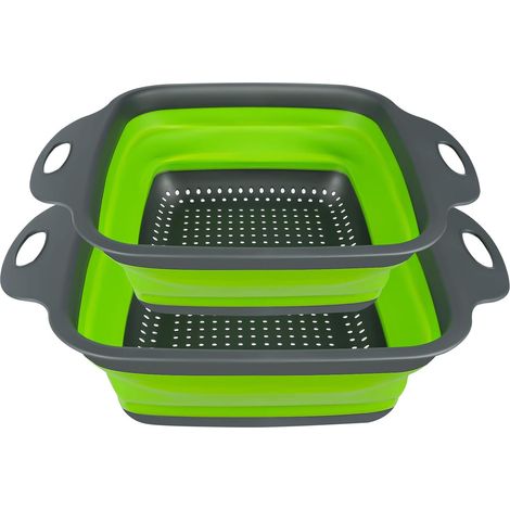 Passoire en Silicone, 2PCS Pliable Passoire Pliante Cuisine Fruit Basket Panier de Filtre Collapsible Colander Set pour La Cuisine Usage Domestique (1/5)