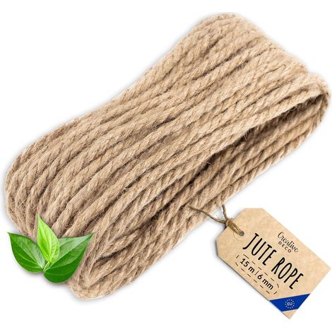 Corda in Juta Resistente e Durevole per Fai da Te 15m x 6mm
