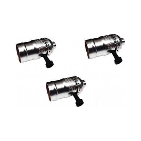 3er-Set Vintage-E27-Fassungen verchromt mit Drehschalter (1/4)