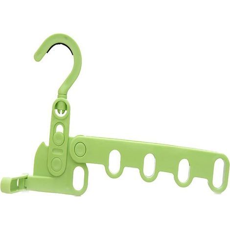 Rotating foldable anti-slip 5-hook coat rack for laundry, bathroom, or bedroom (green).