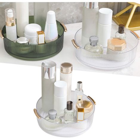 360° drehbarer Kosmetik-Organizer – Transparenter, drehbarer Make-up-Aufbewahrungsständer mit Griff und rutschfestem Boden – PET/ABS/PP (1/5)