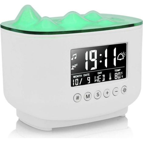 Humidificateur 16x13cm diffuseur d'arômes Peut être utilisé comme horloge et réveil avec affichage numérique Réglage en deux étapes (1/4)