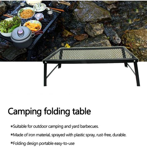 Grille de camping pliable et robuste en acier, avec grille portable pour la cuisson au feu de bois en extérieur. (1/5)