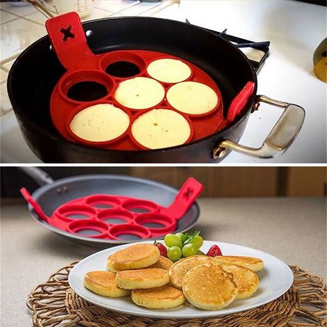 Moule silicone 7 trous pour pancakes, anneau à œufs antiadhésif, moule de cuisson pour cuisine, outil de pâtisserie (1/5)