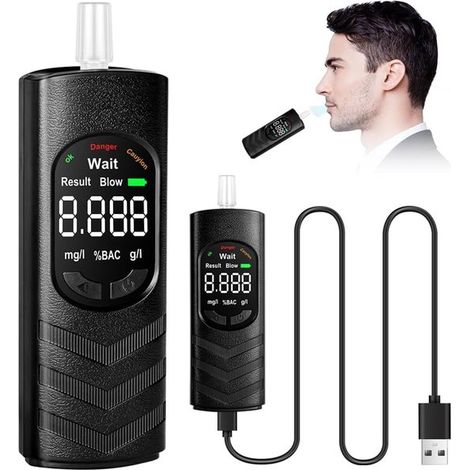 Éthylotest électronique avec écran LCD bleu, haute précision, portable, pour la maison, les fêtes et la voiture, noir profond. (1/5)